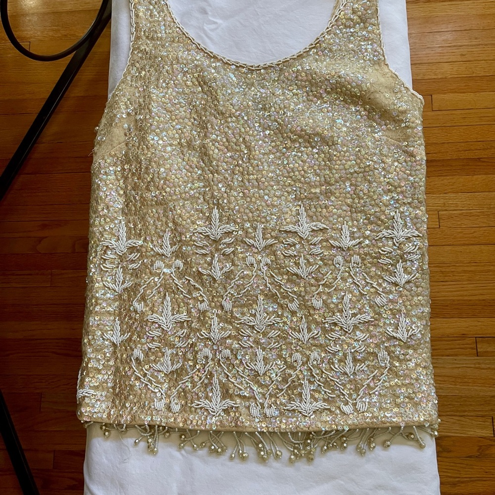 Vintage 1950/1960 Ivory Sequin Sleeveless Top